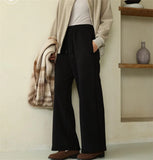 MQTIME  -  Fashion Straight Pants Double-Faced Fleece High Waisted Solid Wide Leg Trousers Winter Casual Street Commuting Women's Clothes