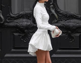 MQTIME  -  Retro White Long Sleeved Dress for Women in Autumn 2025 Fashion, Paired with A-line Flower Bud Skirt for Women's Wear