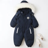 MQTIME  -30℃ Winter Infant Rompers Clothes New Kids Waterproof Hooded Girl Boy Overalls Ski Suit Baby Thick Warm Bodysuit Jacket
