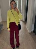 MQTIME  -  Fluffy Mohair Sweater Women Oversize Slouchy Long Sleeve Round Neck Autumn Cozy Knitwear Women Knit Sweet Lady Jumper 2025