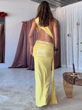  MQTIME  -  Sequin Patchwork Women Maxi Dress One Shoulder Sleeveless Cut Out Backless Dresses Party Elegant Wedding Club Summer Dress Lady