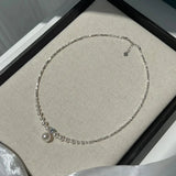 MQTIME -  Exquisite Charm Imitated Pearl Neck Chain Trendy Cubic Zirconia Necklace Women's Classic Delicate Silver Colour Square Necklaces