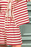 MQTIME  -  Tied Striped V-Neck Top and Shorts Set