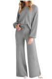MQTIME  -  Round Neck Long Sleeve Top and Pants Set