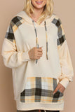 MQTIME  -   Drawstring Plaid Long Sleeve Hoodie