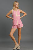 MQTIME  -  Umgee Round Neck Texture Striped Tank