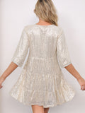 MQTIME  -  Round Neck Half Sleeve Mini Dress