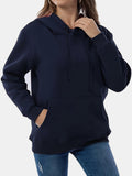 MQTIME  -  Drawstring Long Sleeve Hoodie with Kangaroo Pocket