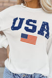 MQTIME  -  US Flag Corded Long Sleeve Sweatshirt