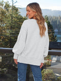 MQTIME  -  Slit Round Neck Long Sleeve Sweatshirt