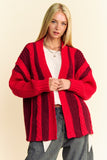 MQTIME  -   Cable-Knit Color Block Open Front Cardigan