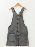 MQTIME  -  Wide Strap Button Down Denim Overall Dress