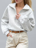 MQTIME  -  Half Zip Long Sleeve Sweatshirt