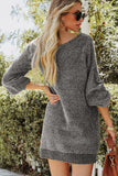 MQTIME  -  Neck Long Sleeve Sweater Dress