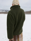 MQTIME  -   Turtleneck Zip Up Long Sleeve Plush Jacket