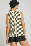 MQTIME  -  Umgee Round Neck Texture Striped Tank