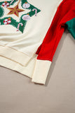 MQTIME  -  Color Block Star Side Slit Lantern Sleeve Sweatshirt