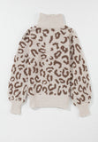 MQTIME  -  Leopard Half Zip Long Sleeve Sweater