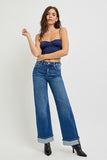 MQTIME  -  Tummy Control High Rise Cuffed Jeans