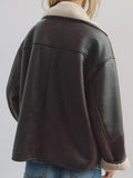 MQTIME  -   Collared Neck Long Sleeve Plush Jacket