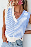 MQTIME  -  Striped Contrast V-Neck Sweater Vest