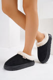 MQTIME  -  Furry Round Toe Platform Slippers