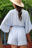 MQTIME  -  Bow Striped Kimono Sleeve Romper