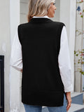 MQTIME  -  Buttoned Round Neck Sweater Vest