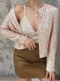 MQTIME  -  Full Size Sequin Open Front Cropped Jacket