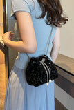 MQTIME  -  Sequin Chain Drawstring Bucket Bag