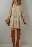 MQTIME  -  Tiered Collared Neck Balloon Sleeve Shirt Dress
