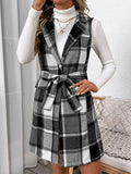 MQTIME  -   Perfee Tied Plaid Vest Coat