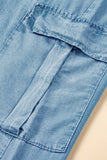MQTIME  -  Drawstring Cargo Pocket Wide Leg Jeans