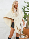 MQTIME  -  Fuzzy Trim Open Front Poncho