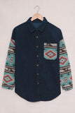 MQTIME  -  Pocketed Geometric Collared Neck Shacket