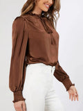MQTIME  -  Frill Tied Lantern Sleeve Blouse