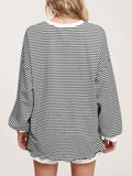 MQTIME  -  Contrast Striped Long Sleeve Sweatshirt