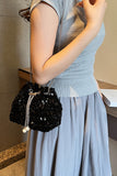 MQTIME  -  Sequin Chain Drawstring Bucket Bag