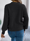 MQTIME  -  LOVE Heart Round Neck Dropped Shoulder Sweater