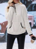 MQTIME  -  Half Zip Long Sleeve Furry Sweatshirt