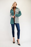MQTIME  -  Celeste Full Size Striped Button Up Dropped Shoulder Shacket
