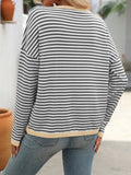 MQTIME  -   Striped Round Neck Long Sleeve Sweater