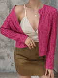 MQTIME  -  Full Size Sequin Open Front Cropped Jacket