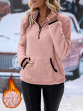 MQTIME  -  Half Zip Long Sleeve Furry Sweatshirt
