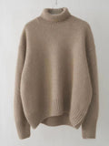 MQTIME  -  Turtleneck Dropped Shoulder Long Sleeve Sweater