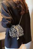 MQTIME  -  Sequin Chain Drawstring Bucket Bag