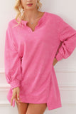 MQTIME  -  Notched Long Sleeve Oversize Sweatshirt