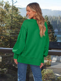 MQTIME  -  Slit Round Neck Long Sleeve Sweatshirt