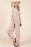 MQTIME  -  Knot Straps Wide Leg Ribbed Overalls with Pockets