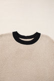 MQTIME  -  Contrast Trim Round Neck Cap Sleeve Knit Top
